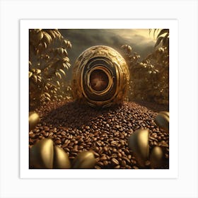 Golden Coffee Bean Art Print