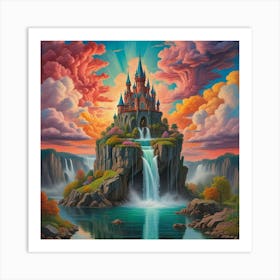 Enchanted Heights The Castle Of Cascading Waters (3) Art Print