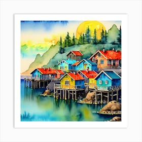 Coastal Village No.1 Art Print