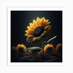 Sunflowers In The Dark Art Print