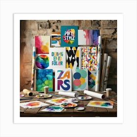 Table Full Of Supplies Art Print