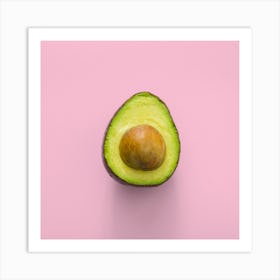 Avocado On Pink Background Art Print