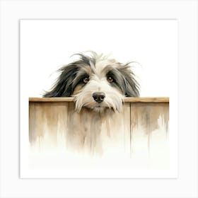 Dog Looking Over The Fence Art Print