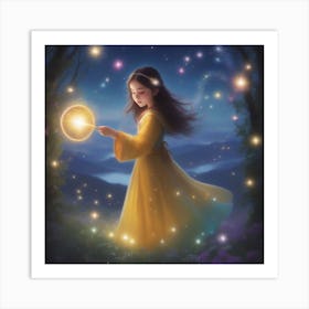 Fairy Girl Holding A Star Art Print