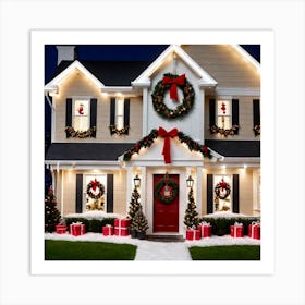 Christmas Decorations On A House Art Print