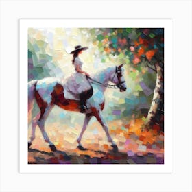 Woman Riding A Horse Art Print