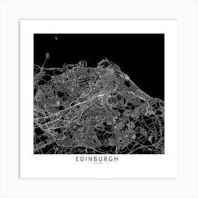 Edinburgh Black And White Map Square Art Print