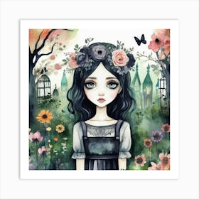 cute whimiscal gothic girl 1 Art Print