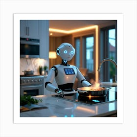 Leonardo Phoenix 10 A Sleek Silver And Minimalist Robot With G 3 Art Print