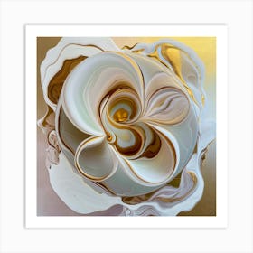 Abstract Gold And White Flower Art Print