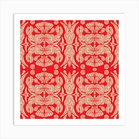 Red And Gold Pattern Art Print