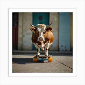 Leonardo Lightning Xl Cow On A Skate Board 0 Affiche