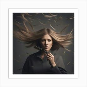 Woman Blowing Her Hair Art Print