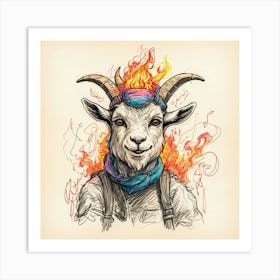 Goat On Fire 14 Art Print