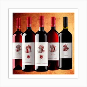 Red Wine Bottles Art Print