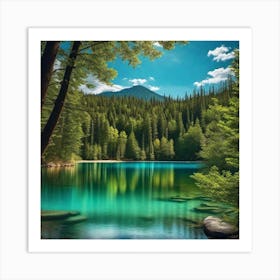 Lake In The Forest 3 Art Print