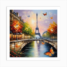 Paris With Butterflies 70 Art Print