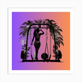 Silhouette Of A Woman At The Gym 2 Art Print