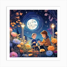 Moonlight In The Garden Art Print