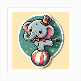 Elephant On A Ball 2 Art Print