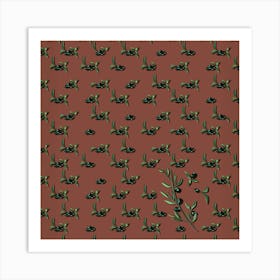 Olives On A Red Background Art Print