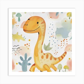 Muted Pastels Cute Dinosaur Art Print