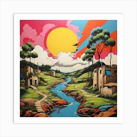 Pop Art graffiti Landscape 1 Art Print