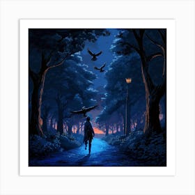 Forest At Night Art Print