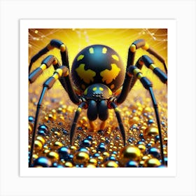 Black Spider With Golden Balls Art Print