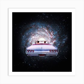 Space Car Square Art Print