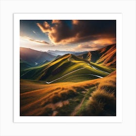 Sunset In The Mountains 61 Art Print