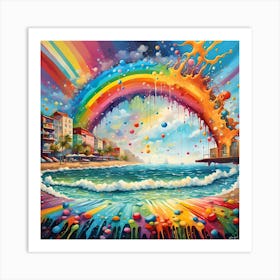 Rainbow Splash Above The Seashore Art Print