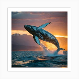 Humpback Whale Leaping 3 Art Print