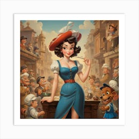 Snow White And The Seven Dwarfs paintings art print Art Print