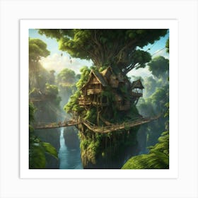 Tree House In The Forest Art Print