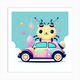 Cute Kawaii Car Art Print