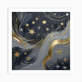 Gold Stars In The Sky Art Print