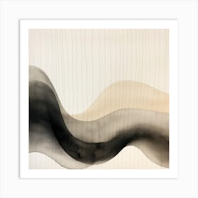 Abstract Organic Minimalist Black Waves 1 Art Print