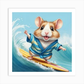 Hamster On A Surfboard 4 Art Print