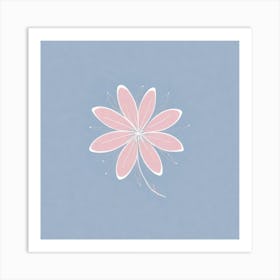 A White And Pink Flower In Minimalist Style Square Composition 702 Art Print