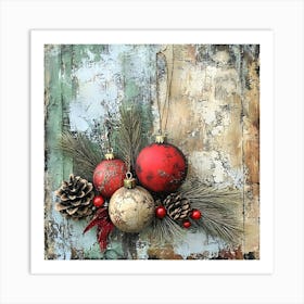 Intage Christmas Mixed Media 4 Art Print