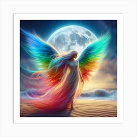 Angel With Rainbow Wings Art Print