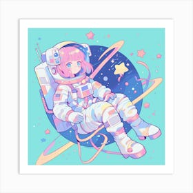 Cute Girl In Space Art Print