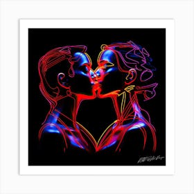 Glow Effect - Kissing Couple Art Print