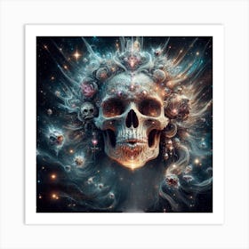 Skulls In Space Halloween Art Print