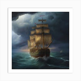 Ship In Stormy Sea.19 Art Print