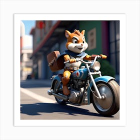 Chipmunk On A Motorcycle 4 Art Print