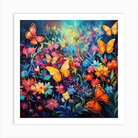 Butterflies In The Garden 2 Art Print