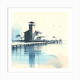 Watercolor Of A Lighthouse Art Print