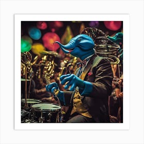 Elephant In A Band Art Print